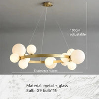 Lampe Suspendue Boule de Verre Clair avec Cordon Réglable et Emballage Sécurisé | Marco Lucetti 15 boules-blanc 1 / Blanc chaud