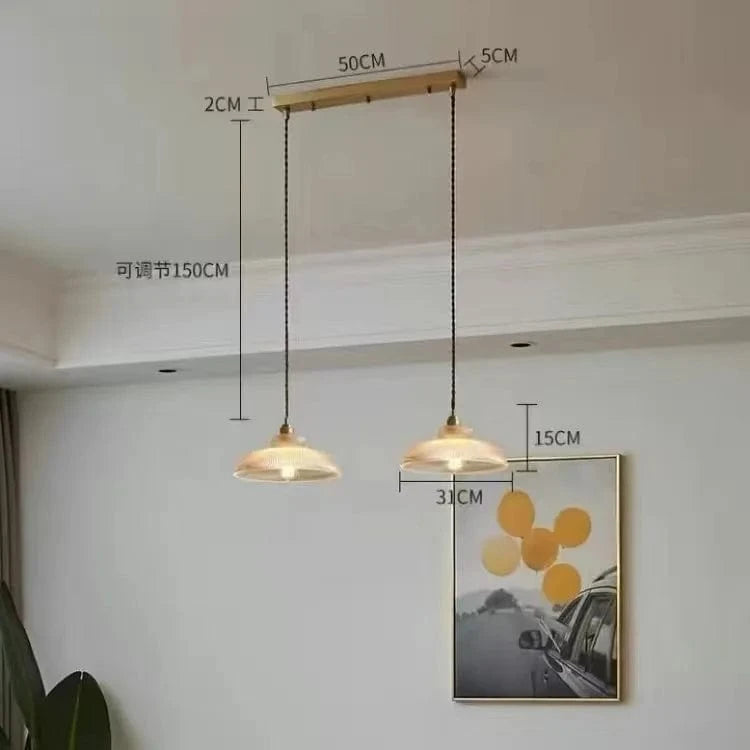 Lampe suspendue Creative Vintage à Rayures pour pot de verre lumières E27 LED. | Marco Lucetti 2 lumières Ambre