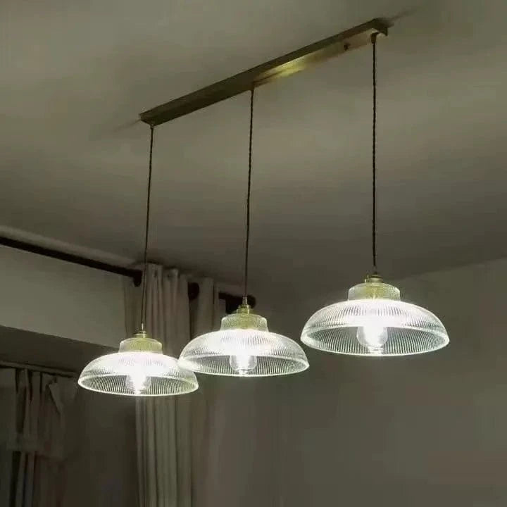 Lampe suspendue Creative Vintage à Rayures pour pot de verre lumières E27 LED. | Marco Lucetti 3 lumières Transparentes