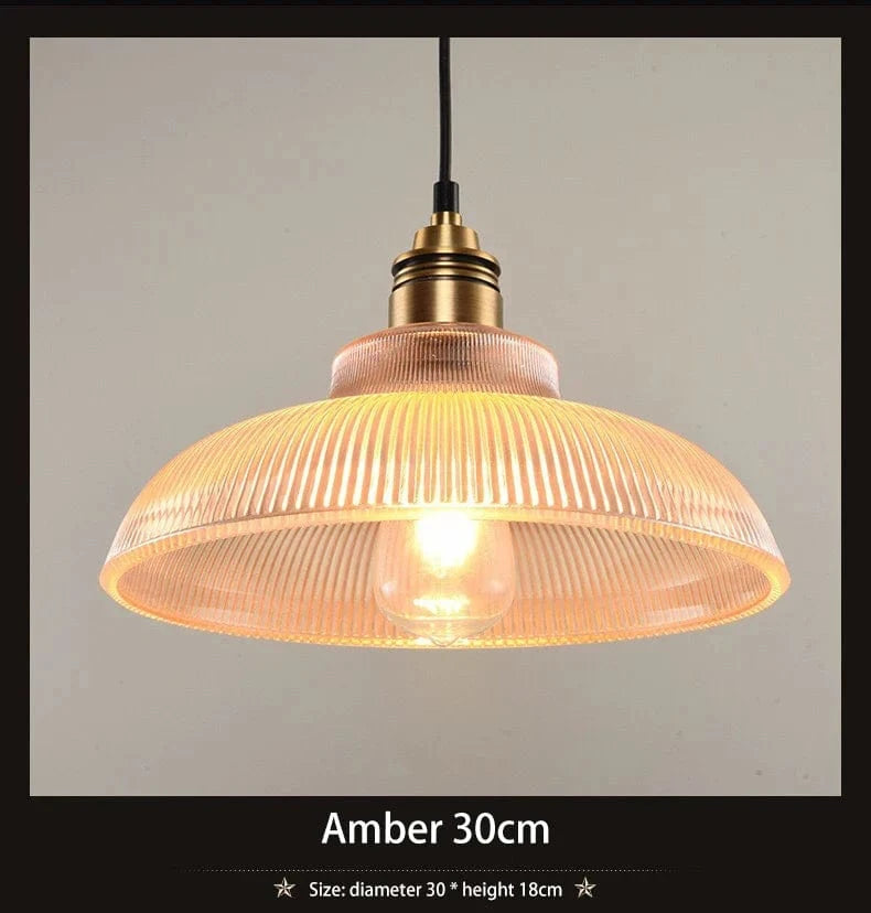 Lampe suspendue Creative Vintage à Rayures pour pot de verre lumières E27 LED. | Marco Lucetti Ambre 30cm