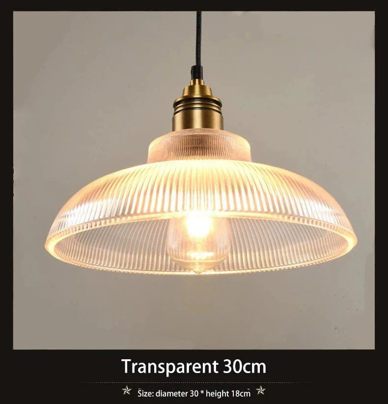 Lampe suspendue Creative Vintage à Rayures pour pot de verre lumières E27 LED. | Marco Lucetti Transparente 30 cm