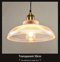 Lampe suspendue Creative Vintage à Rayures pour pot de verre lumières E27 LED. | Marco Lucetti Transparente 30 cm