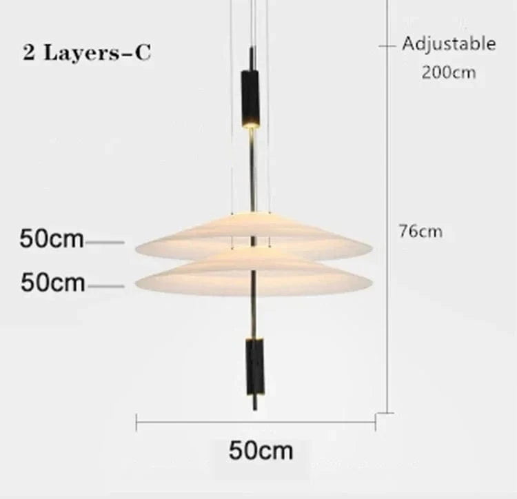 Lampe suspendue "Danemark Lounge" | Marco Lucetti 2 couches C grand / Noir / Blanc froid