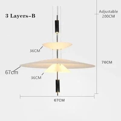 Lampe suspendue "Danemark Lounge" | Marco Lucetti 3 couches Un grand / Noir / Blanc froid