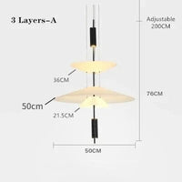 Lampe suspendue "Danemark Lounge" | Marco Lucetti 3 couches Un petit / Noir / Blanc froid