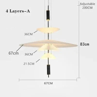 Lampe suspendue "Danemark Lounge" | Marco Lucetti 4 couches Un petit / Noir / Blanc froid