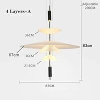 Lampe suspendue "Danemark Lounge" | Marco Lucetti 4 couches Un petit / Noir / Blanc froid
