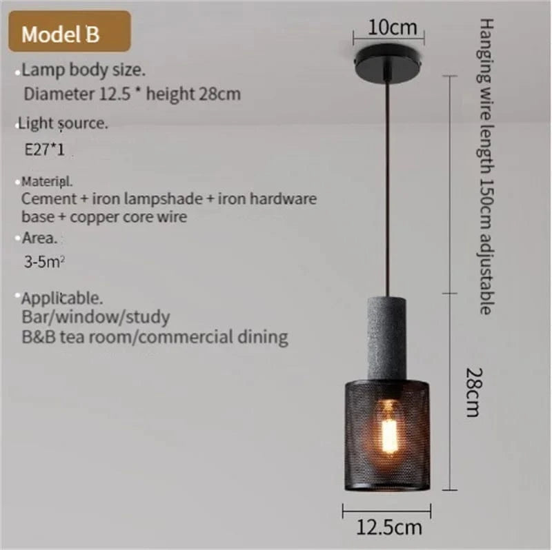 Lampe suspendue en béton industriel et abat-jour en fer. | Marco Lucetti B / LED 4W (Max100W)