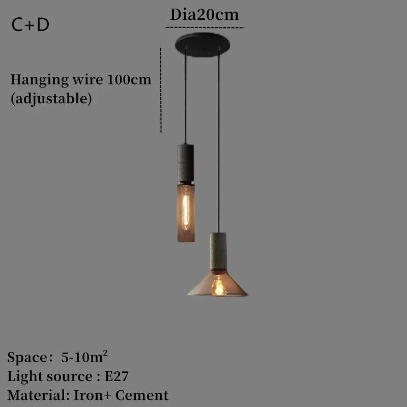 Lampe suspendue en béton industriel et abat-jour en fer. | Marco Lucetti R-CD / LED 4W (Max100W)