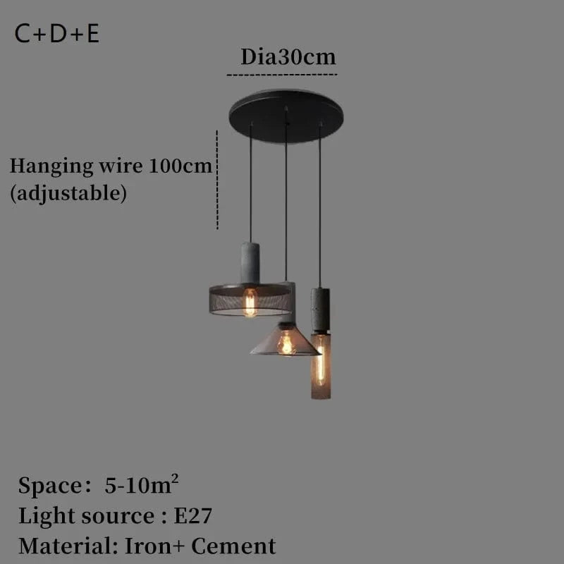 Lampe suspendue en béton industriel et abat-jour en fer. | Marco Lucetti R CDE / LED 4W (Max100W)