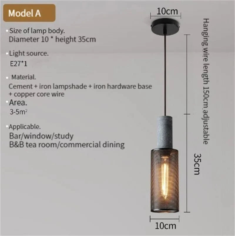 Lampe suspendue en béton industriel et abat-jour en fer. | Marco Lucetti UN / LED 4W (Max100W)