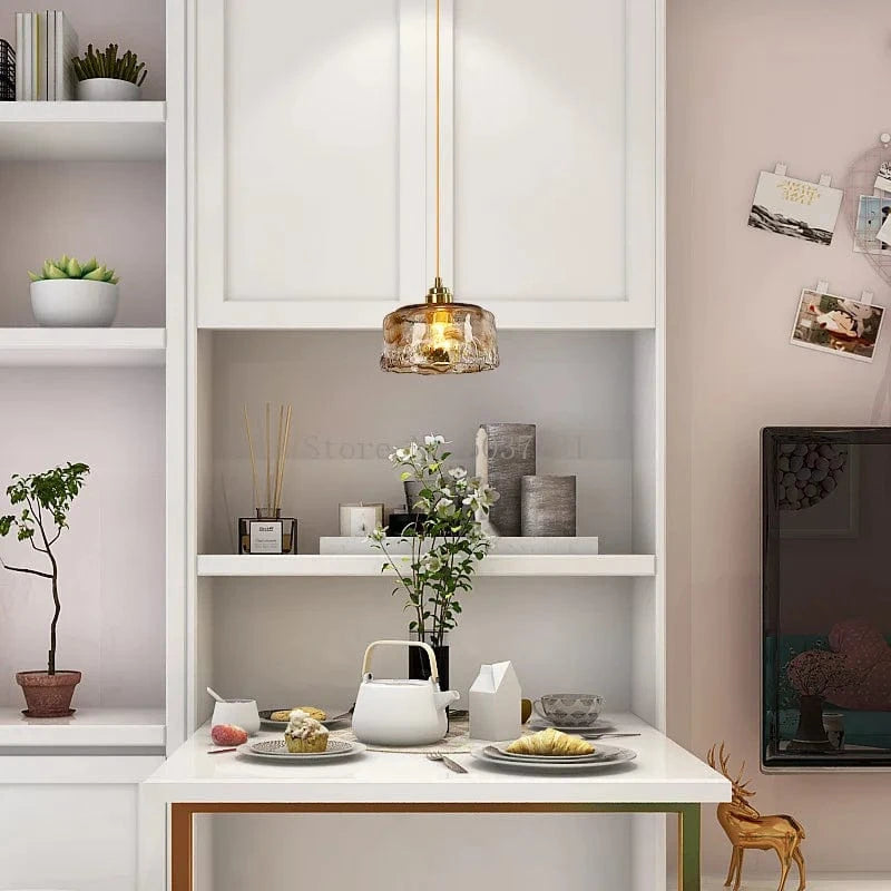 Lampe suspendue en laiton et verre LED de style nordique japonais. | Marco Lucetti