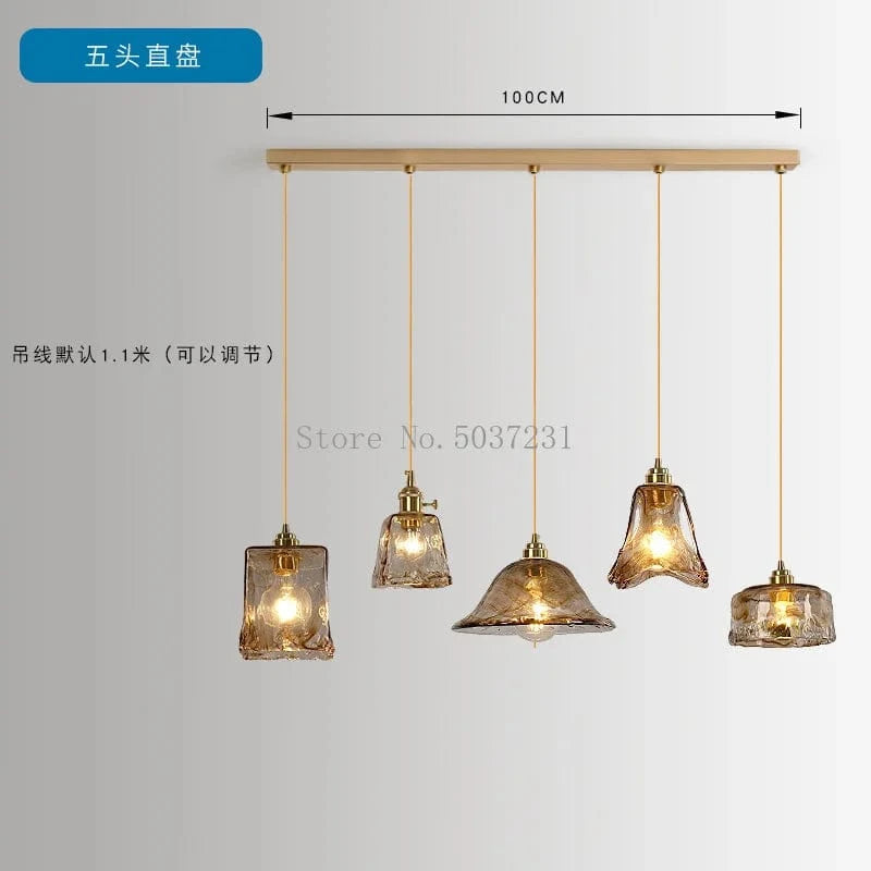 Lampe suspendue en laiton et verre LED de style nordique japonais. | Marco Lucetti ABCDE