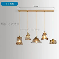Lampe suspendue en laiton et verre LED de style nordique japonais. | Marco Lucetti ABCDE