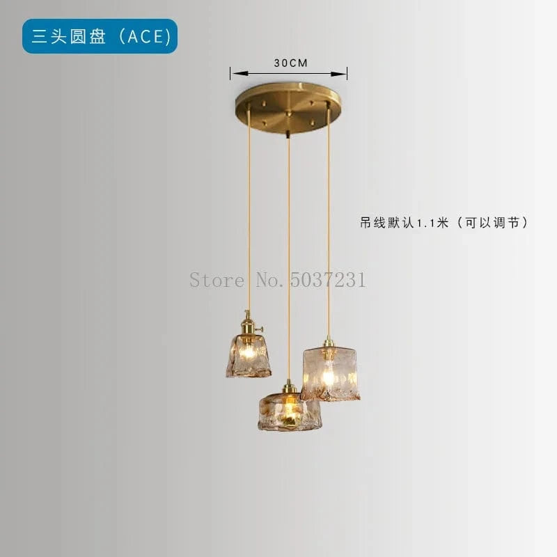 Lampe suspendue en laiton et verre LED de style nordique japonais. | Marco Lucetti AS1