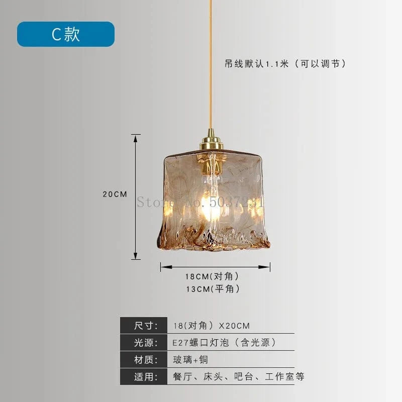Lampe suspendue en laiton et verre LED de style nordique japonais. | Marco Lucetti C