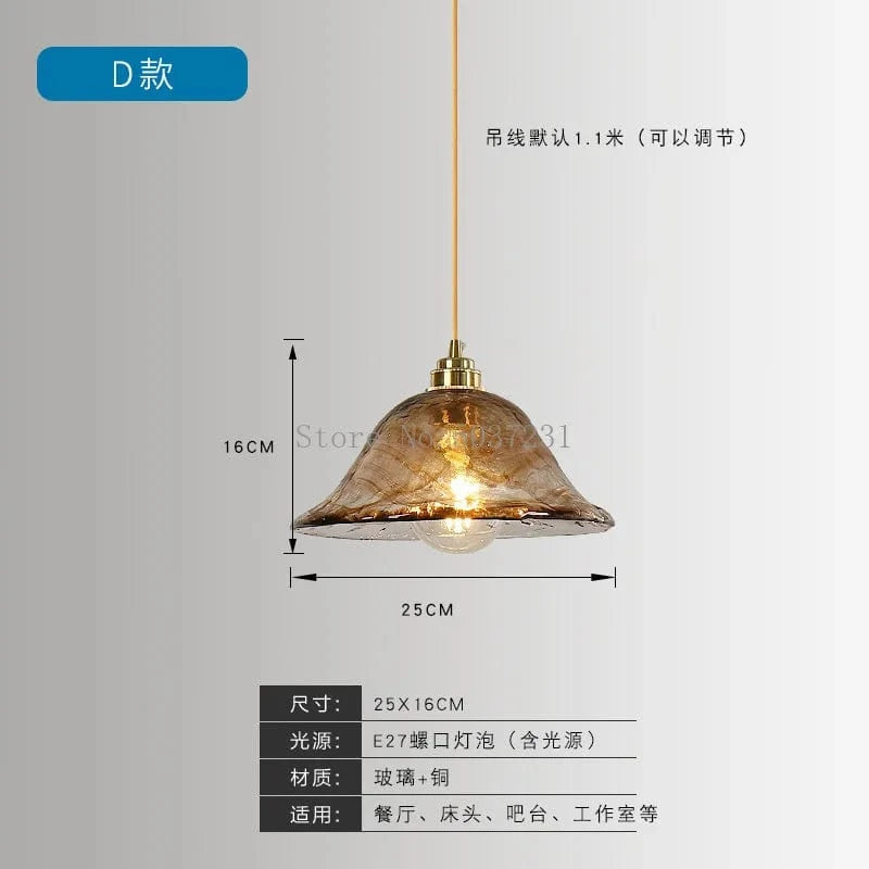 Lampe suspendue en laiton et verre LED de style nordique japonais. | Marco Lucetti D