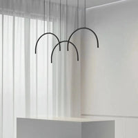 Lampe suspendue en laiton noir doré avec LED pour bars et restaurants. | Marco Lucetti Or-6 lumières / 4000K