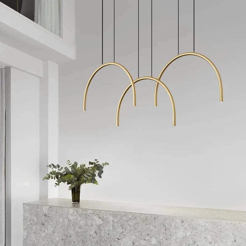 Lampe suspendue en laiton noir doré avec LED pour bars et restaurants. | Marco Lucetti Or-6 lumières / 4000K