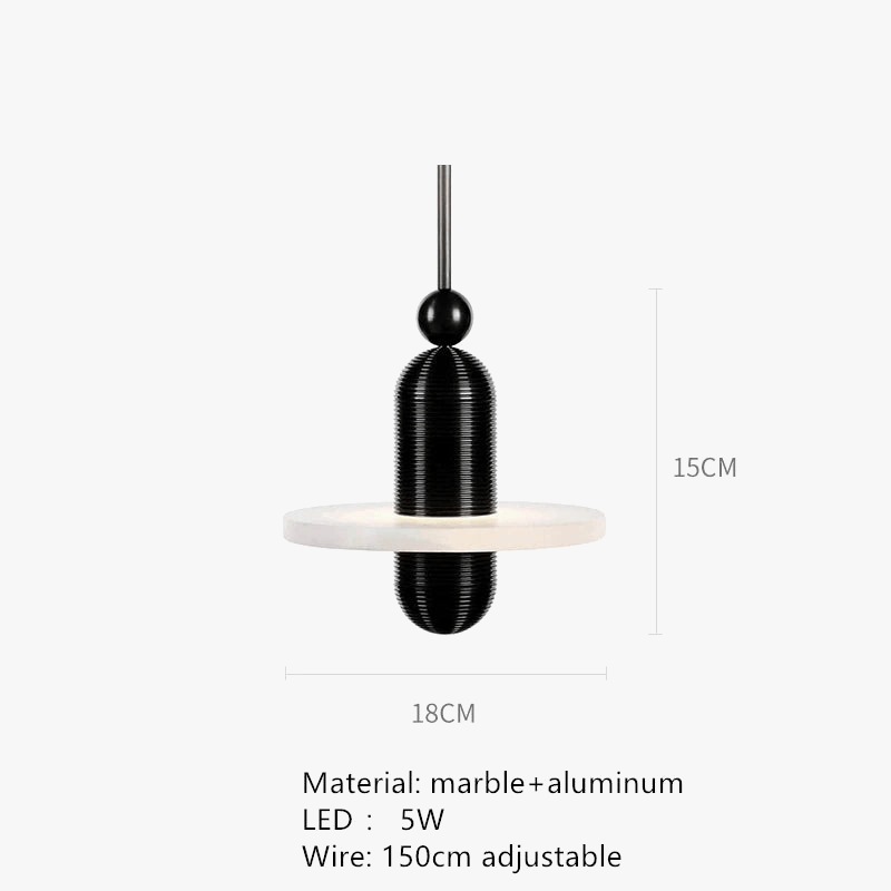 Lampe suspendue en marbre et aluminium avec cordon réglable à LED | Marco Lucetti