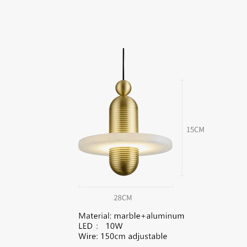 Lampe suspendue en marbre et aluminium avec cordon réglable à LED | Marco Lucetti