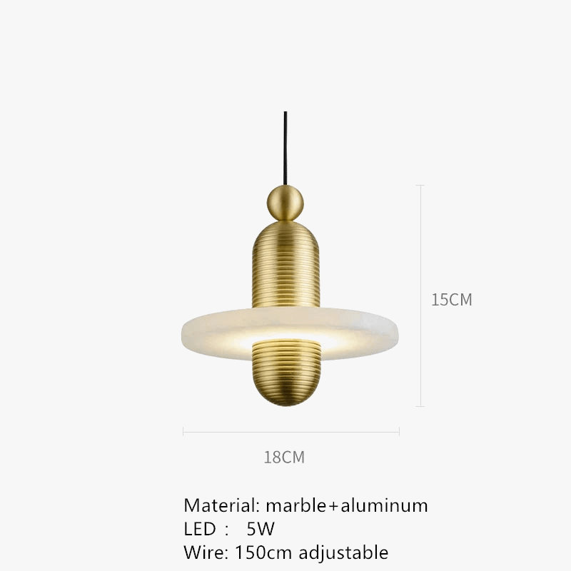 Lampe suspendue en marbre et aluminium avec cordon réglable à LED | Marco Lucetti