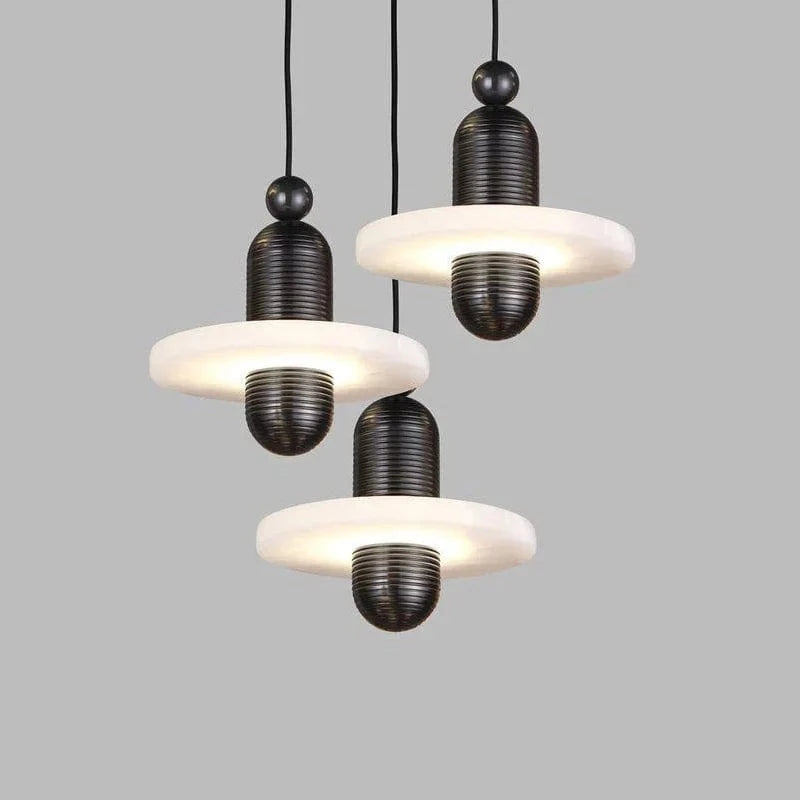 Lampe suspendue en marbre et aluminium avec cordon réglable à LED | Marco Lucetti