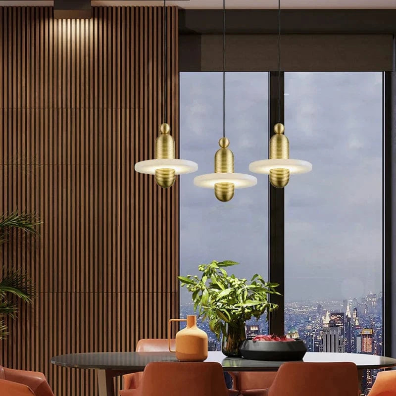Lampe suspendue en marbre et aluminium avec cordon réglable à LED | Marco Lucetti