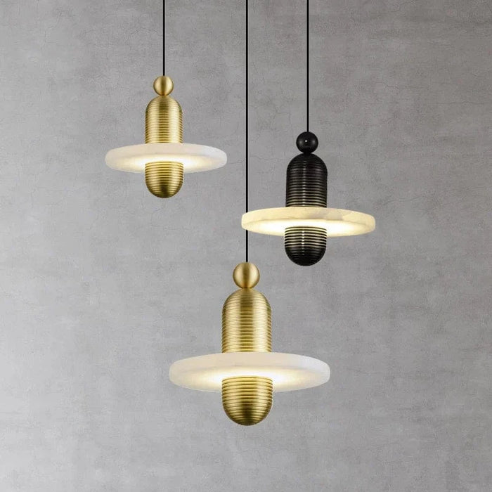Lampe suspendue en marbre et aluminium avec cordon réglable à LED | Marco Lucetti