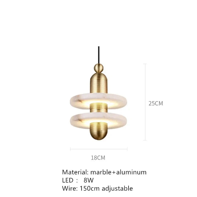 Lampe suspendue en marbre et aluminium avec cordon réglable à LED | Marco Lucetti E / Lumière naturelle