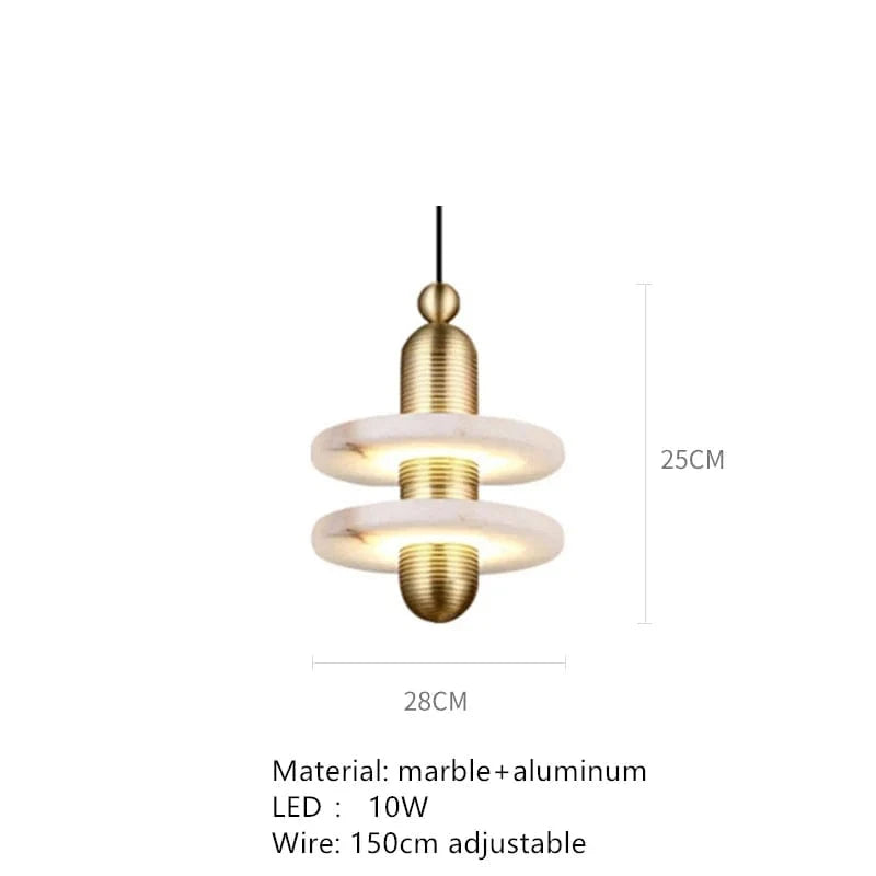Lampe suspendue en marbre et aluminium avec cordon réglable à LED | Marco Lucetti G / Blanc froid