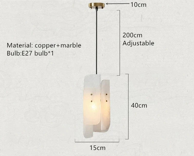 Lampe suspendue en marbre "Marble Glow" avec fil de cuivre réglable | Marco Lucetti 40x15cm / Blanc froid