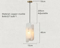 Lampe suspendue en marbre "Marble Glow" avec fil de cuivre réglable | Marco Lucetti 40x15cm / Blanc froid