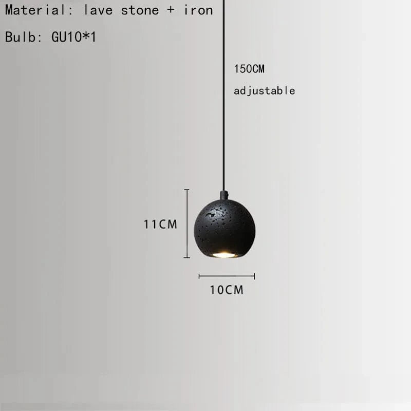 Lampe suspendue en pierre ajustable avec cordon d'ampoule | Marco Lucetti D / Blanc chaud