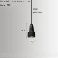 Lampe suspendue en pierre ajustable avec cordon d'ampoule | Marco Lucetti E / Blanc chaud