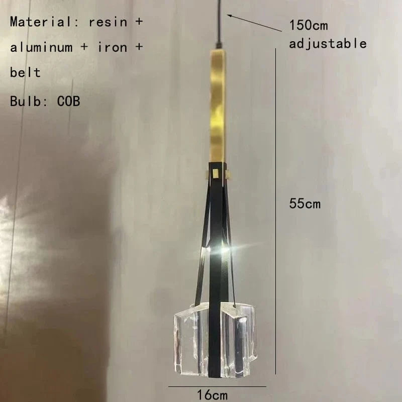 Lampe Suspendue en Résine et Cuir Artificiel Style Moderne - Réglable en Hauteur | Marco Lucetti C / Blanc froid