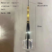 Lampe Suspendue en Résine et Cuir Artificiel Style Moderne - Réglable en Hauteur | Marco Lucetti C / Blanc froid