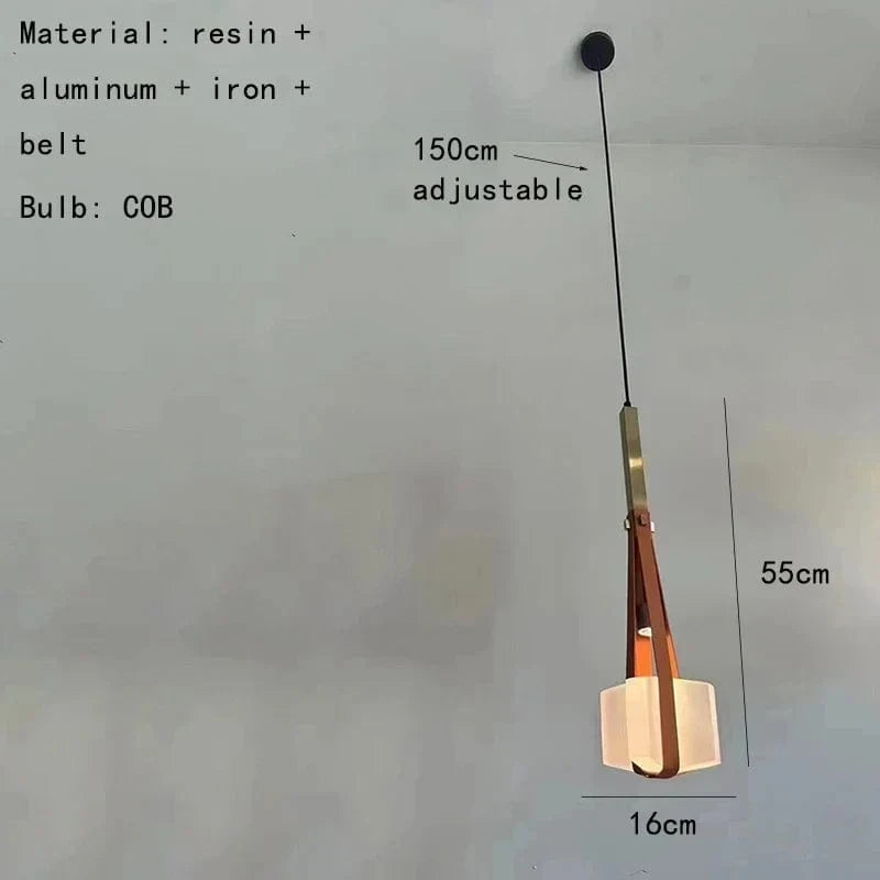 Lampe Suspendue en Résine et Cuir Artificiel Style Moderne - Réglable en Hauteur | Marco Lucetti F / Blanc froid