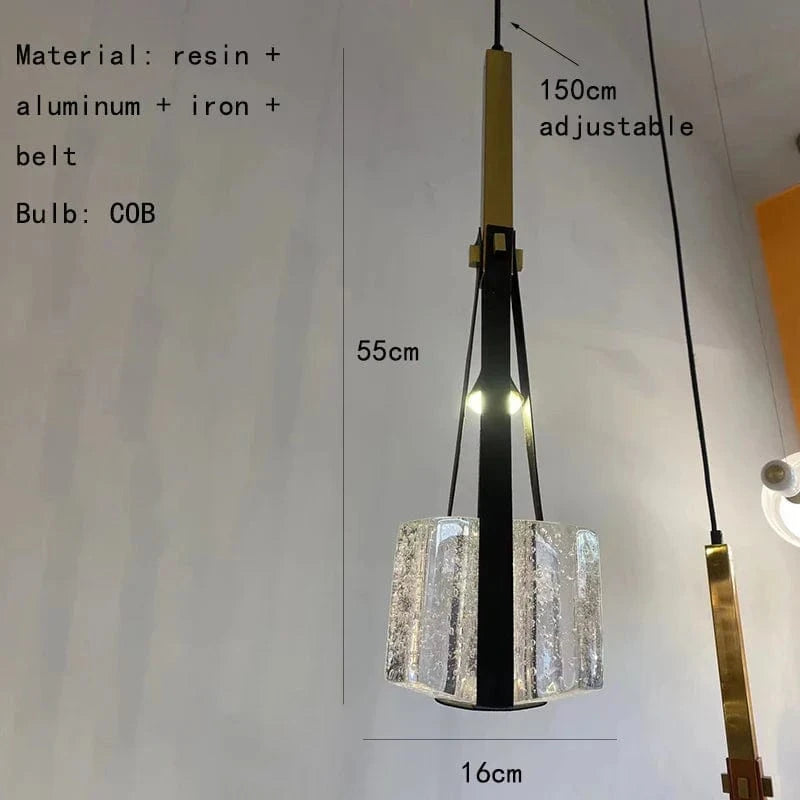 Lampe Suspendue en Résine et Cuir Artificiel Style Moderne - Réglable en Hauteur | Marco Lucetti UN / Blanc chaud
