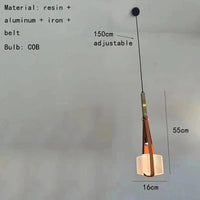 Lampe suspendue en résine et cuir synthétique ajustable en hauteur. | Marco Lucetti F / Blanc froid