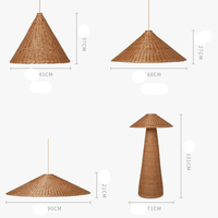 Lampe Suspendue en Rotin Design Japonais Zen Artistique, Style Rétro