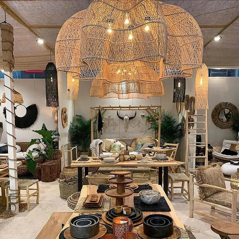 Lampe Suspendue en Rotin Pétales pour Salon et Cuisine | Marco Lucetti