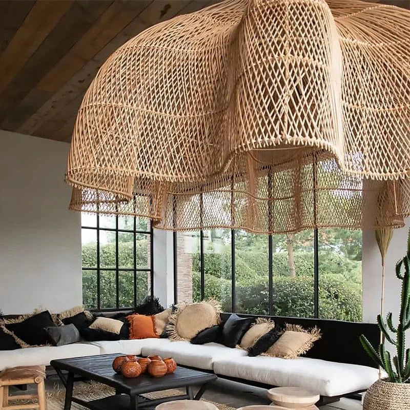 Lampe Suspendue en Rotin Pétales pour Salon et Cuisine | Marco Lucetti