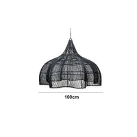 Lampe Suspendue en Rotin Pétales pour Salon et Cuisine | Marco Lucetti Noir-D100cm