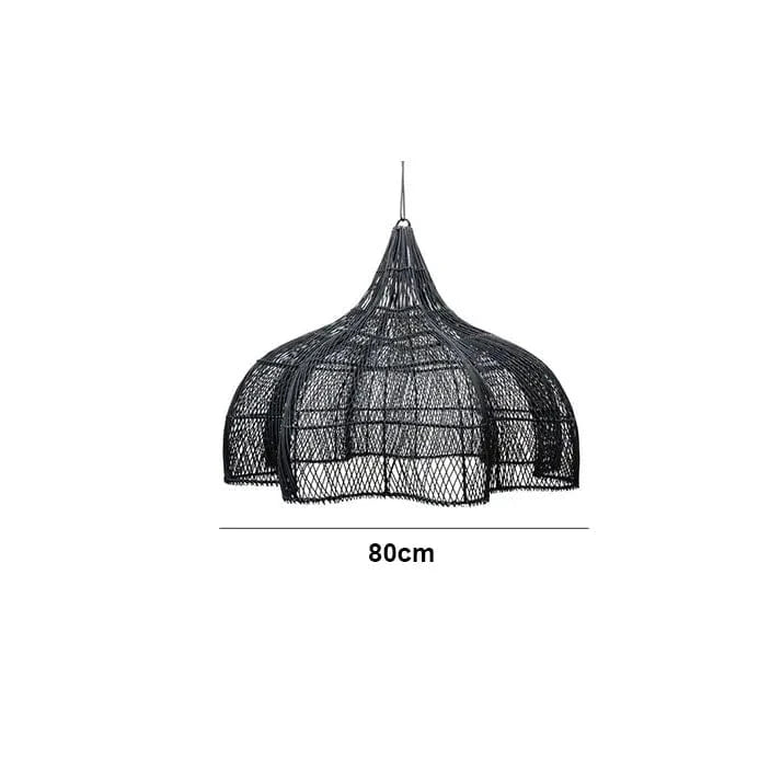 Lampe Suspendue en Rotin Pétales pour Salon et Cuisine | Marco Lucetti Noir-D80cm