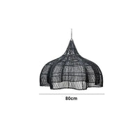 Lampe Suspendue en Rotin Pétales pour Salon et Cuisine | Marco Lucetti Noir-D80cm
