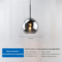 Lampe suspendue en verre design moderne pour loft - Éclairage élégant et contemporain | Marco Lucetti D 15CM / Cadre noir / Sans ampoule | CHINE