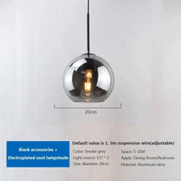 Lampe suspendue en verre design moderne pour loft - Éclairage élégant et contemporain | Marco Lucetti D 20CM / Cadre noir / Sans ampoule | CHINE