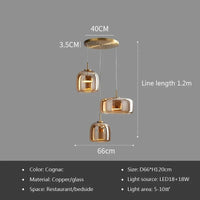 Lampe suspendue en verre LED de luxe au style nordique moderne | Marco Lucetti Cognac-15-26-38 / Blanc froid