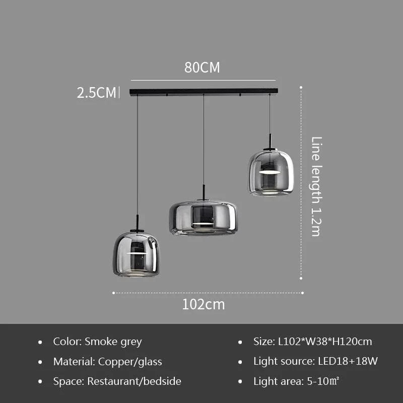 Lampe suspendue en verre LED de luxe au style nordique moderne | Marco Lucetti Gris fumée-15-26-38 1 / Blanc froid